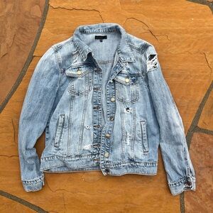 See Thru Soul Light Blue Distressed Jean Jacket ES